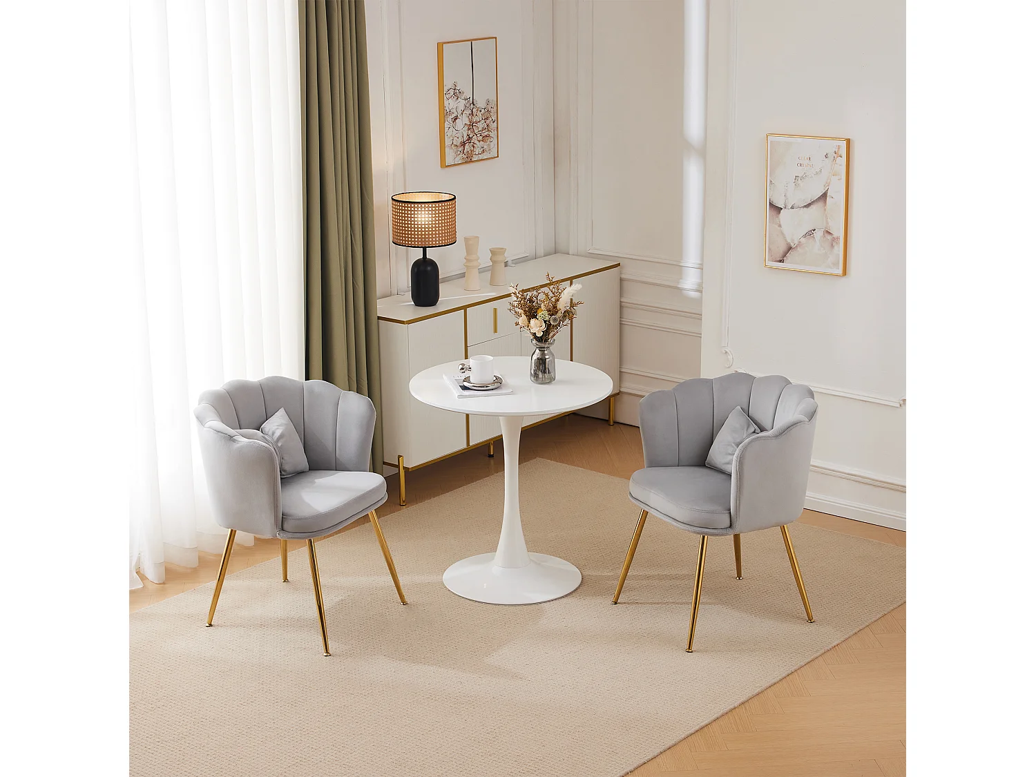 Lot 2 Fauteuils Velours Bleu Design Pétale Confort Salon Chambre 63x65x85cm