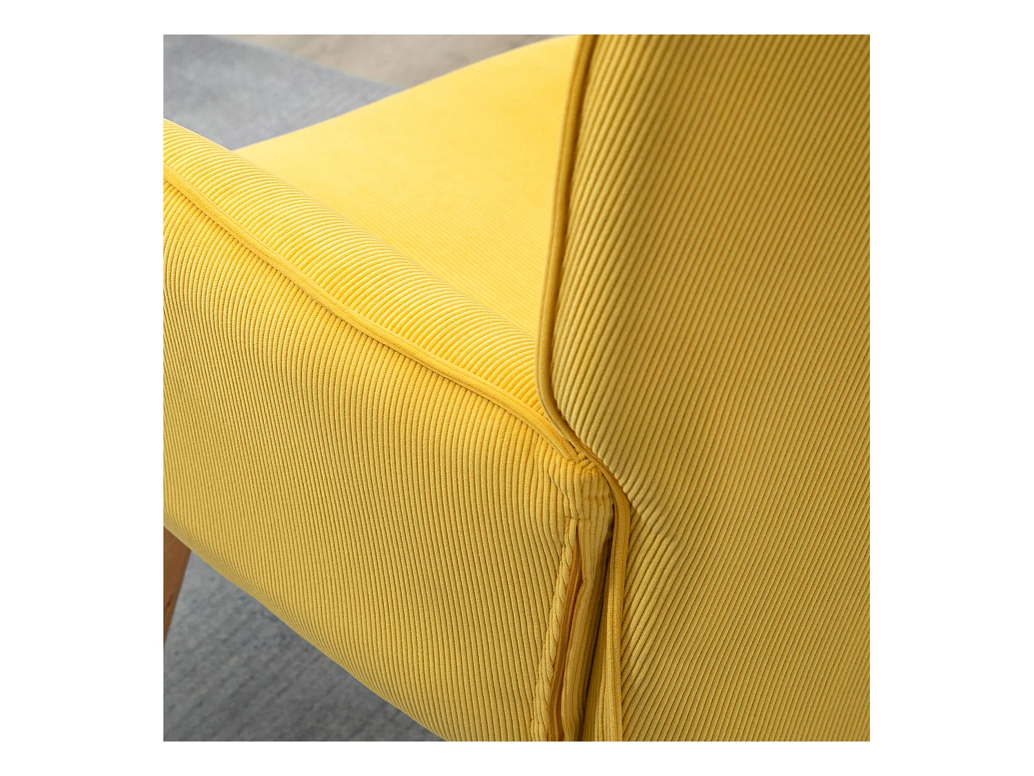 Fauteuil lounge con pouf in tessuto velours jaune chaise oreille pivotante salon 72x80x101 cm