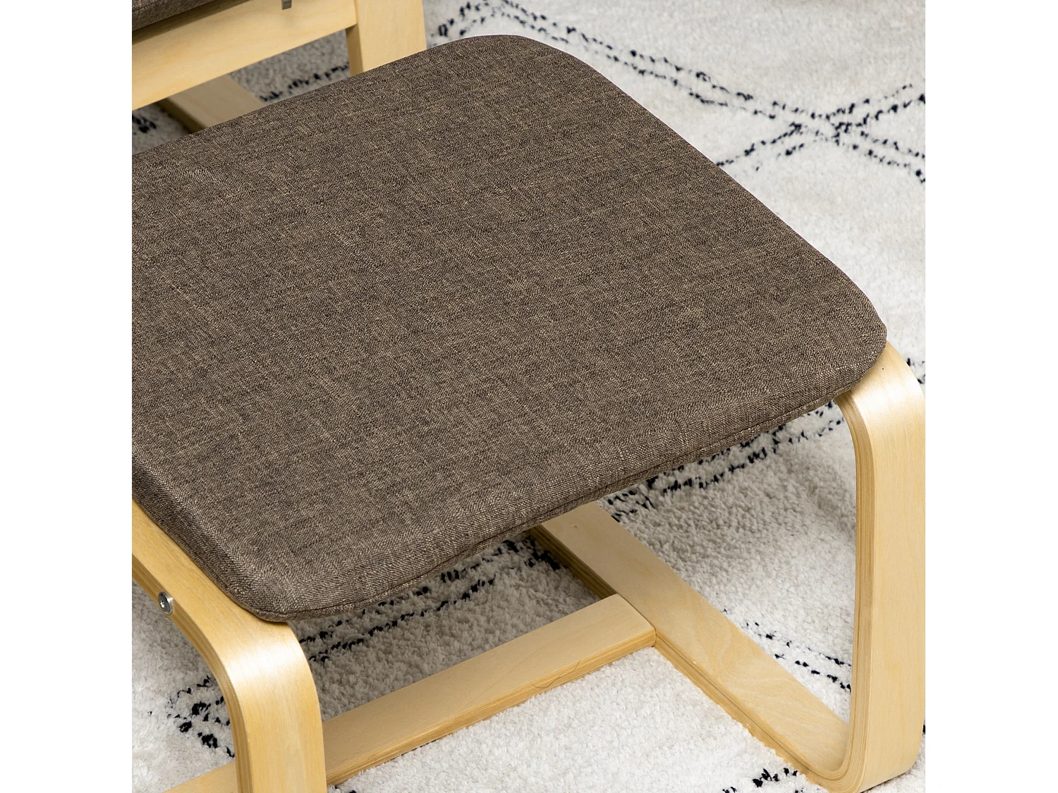 Poltrona Relax con Poggiapiedi in Tessuto Lino Marrone 67x72x100 cm