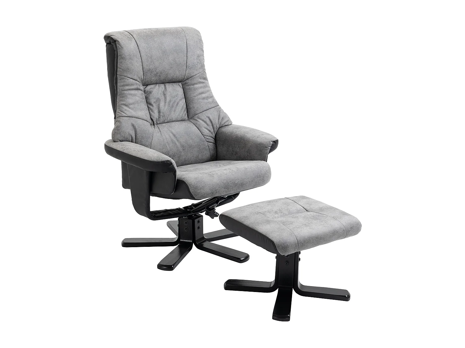 Sillón relax giratorio con reposapiés microfibra reclinable salón dormitorio gris 78x82,5x109 cm