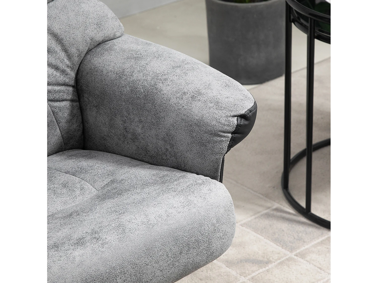 Sillón relax giratorio con reposapiés microfibra reclinable salón dormitorio gris 78x82,5x109 cm