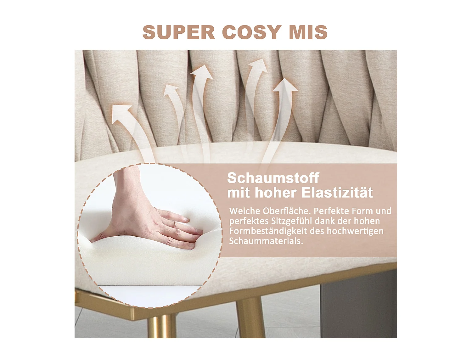 Chaise salle à manger 2 pezzi lin métal design lounge salone cucina ELFEINBEIN