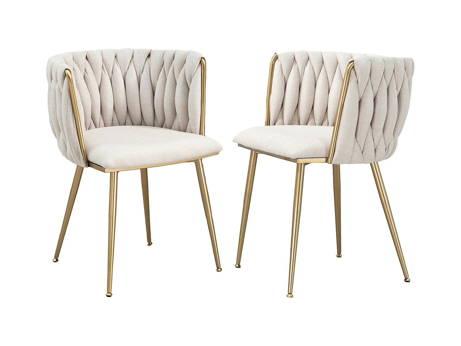 Chaise salle à manger 2 pezzi lin métal design lounge salone cucina ELFEINBEIN