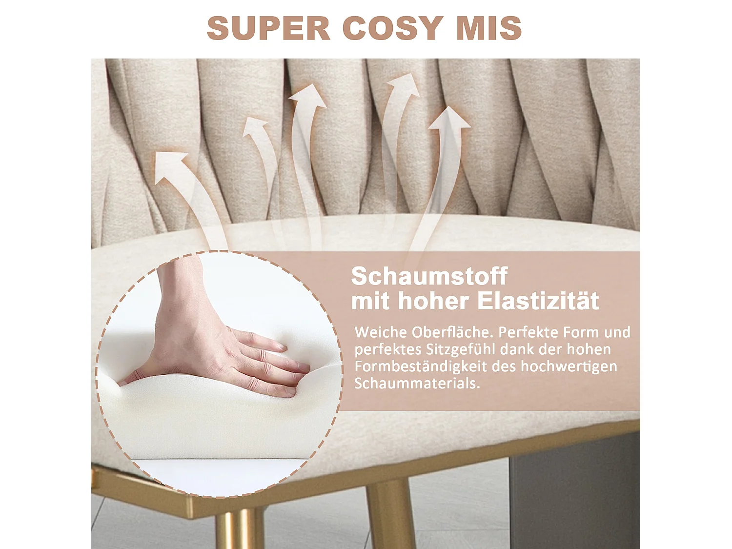 Chaise salle à manger 2pcs lin métal design lounge salon cuisine ELFEINBEIN