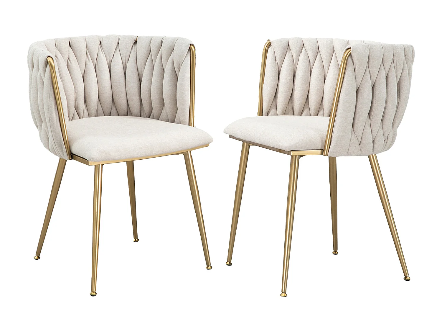 Chaise salle à manger 2pcs lin métal design lounge salon cuisine ELFEINBEIN