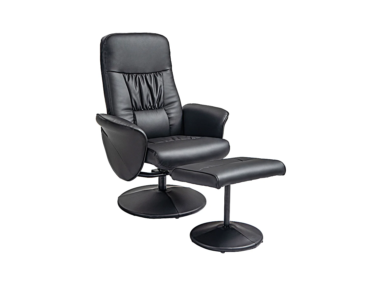 Fauteuil TV relax avec repose-pieds cuir synthétique inclinabile pivotant salon chambre noir