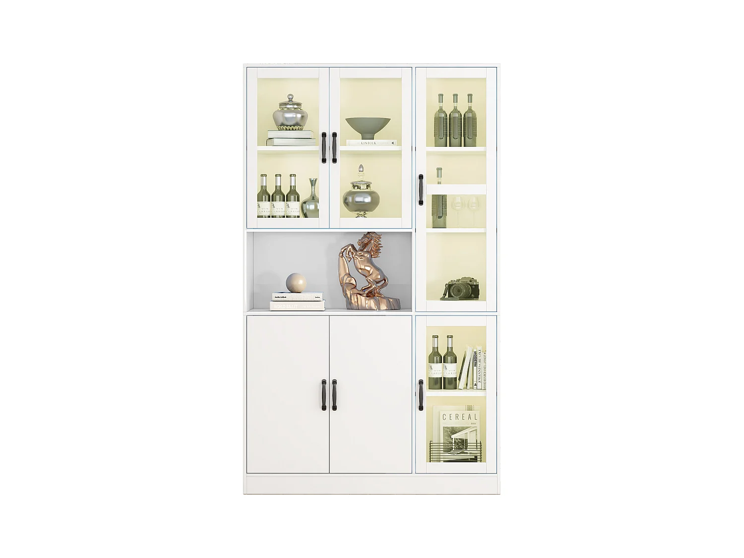 Librería de MDF blanco con iluminación LED de 16 colores, vitrina, almacenaje, 120x40x200cm