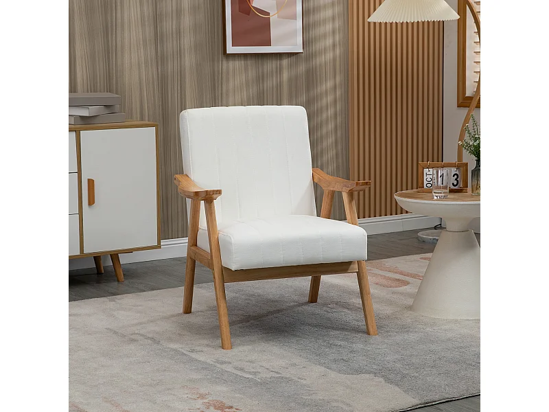 Sillón de terciopelo con reposabrazos estilo escandinavo para salón dormitorio crema 68x74x82cm