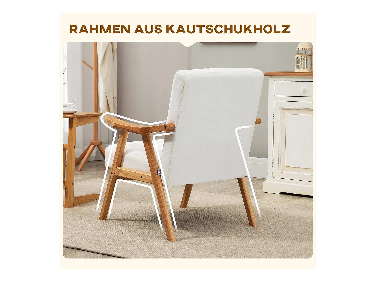 Sillón de terciopelo con reposabrazos estilo escandinavo para salón dormitorio crema 68x74x82cm