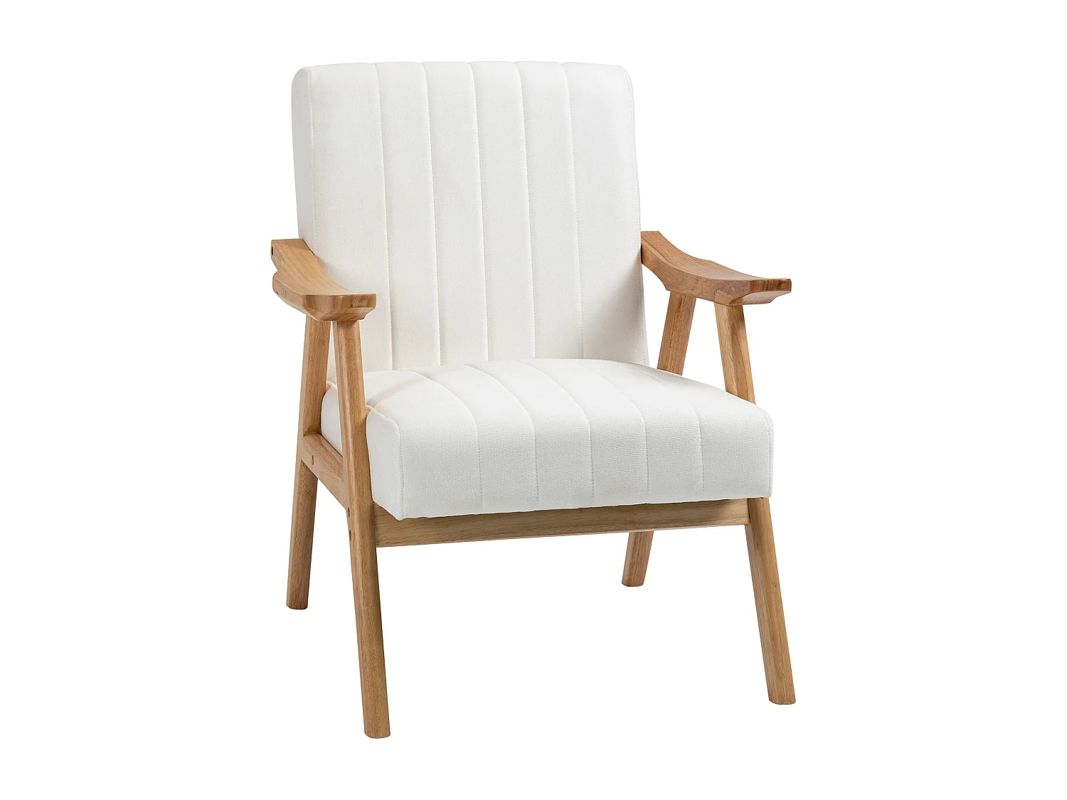 Fauteuil lounge en velours avec accoudoirs style scandinave pour salon chambre crème 68x74x82cm