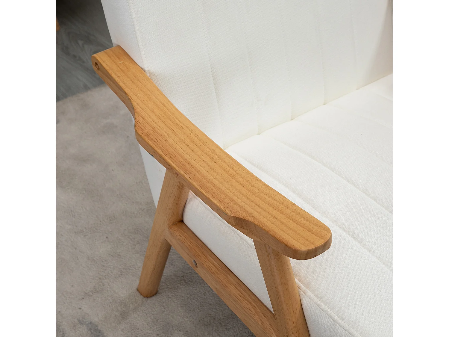 Fauteuil lounge en velours avec accoudoirs style scandinave pour salon chambre crème 68x74x82cm