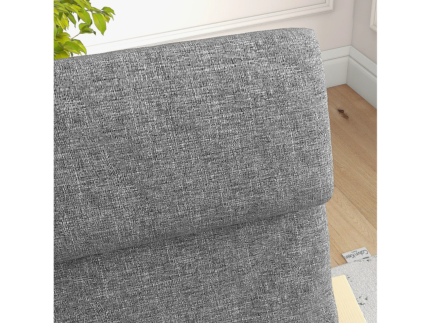 Sillón relax de lino con reposacabezas Cuero Madera de abedul para salón dormitorio gris 66,5x80x99 cm