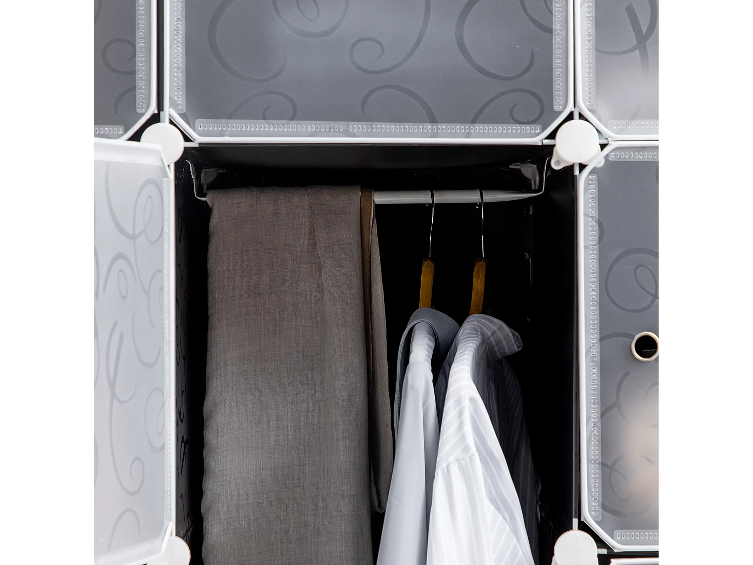 Armadio modulabile in plastica nera bianca con penderie rangement vêtements chambre 111x47x145 cm