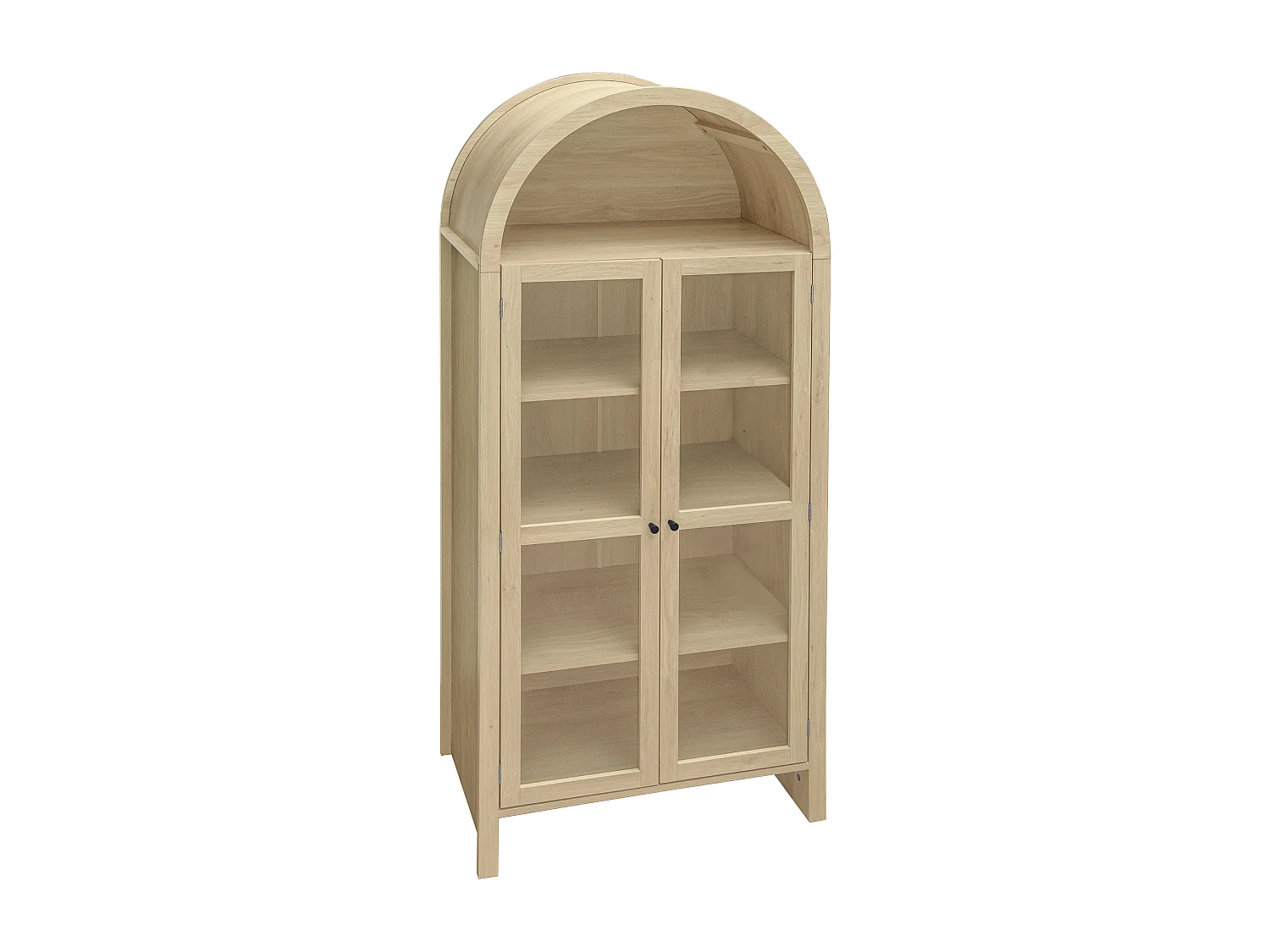 Armoire haute bois clair avec portes vitrées et 2 tiroirs rangement cuisine salon 79x39,5x178 cm