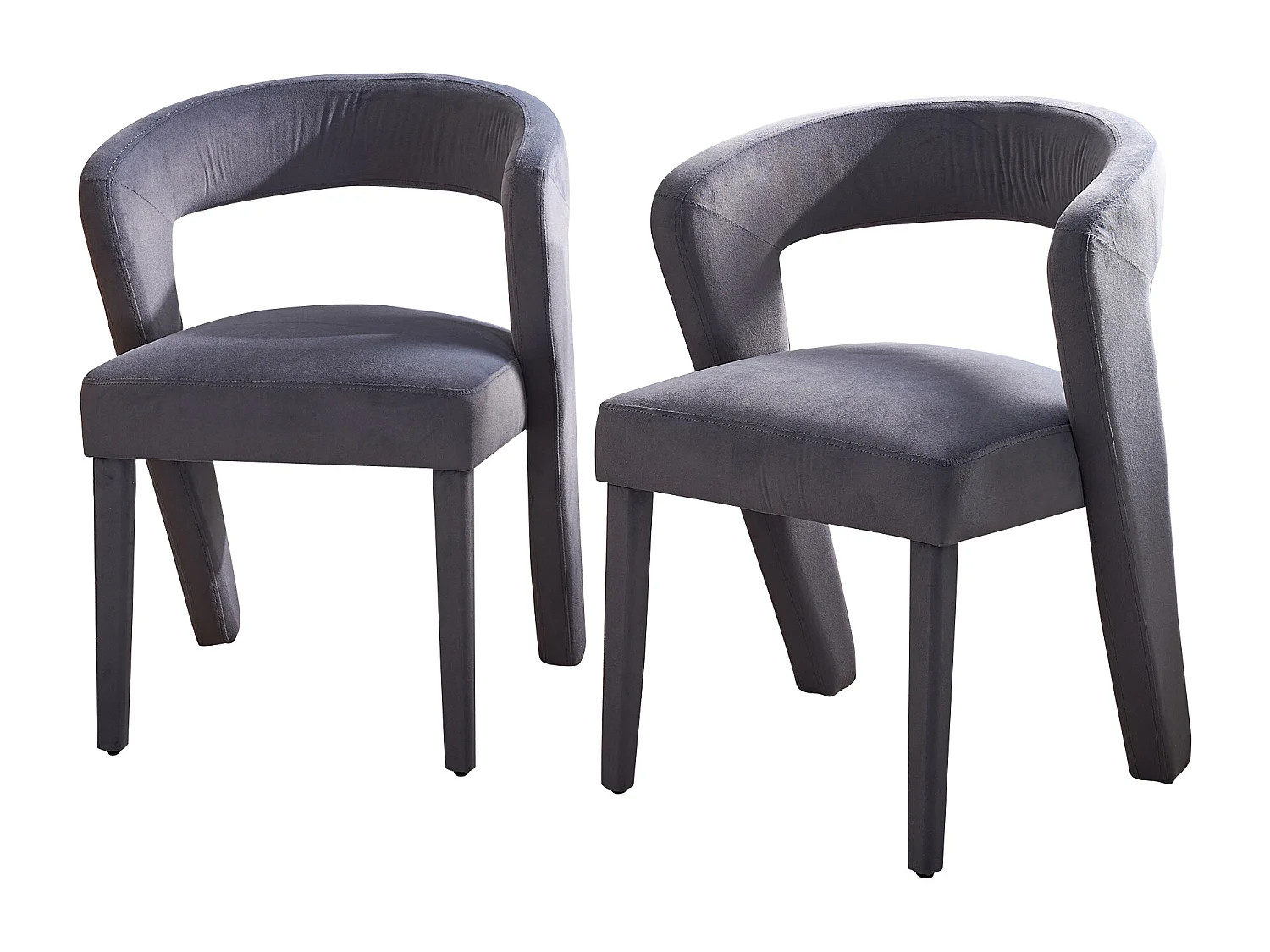 2x Fauteuil lounge velours gris 59x60x79 cm siège confortable salon chambre bureau