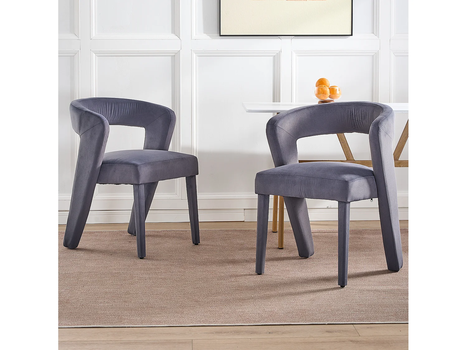 2x Fauteuil lounge velours gris 59x60x79 cm siège confortable salon chambre bureau