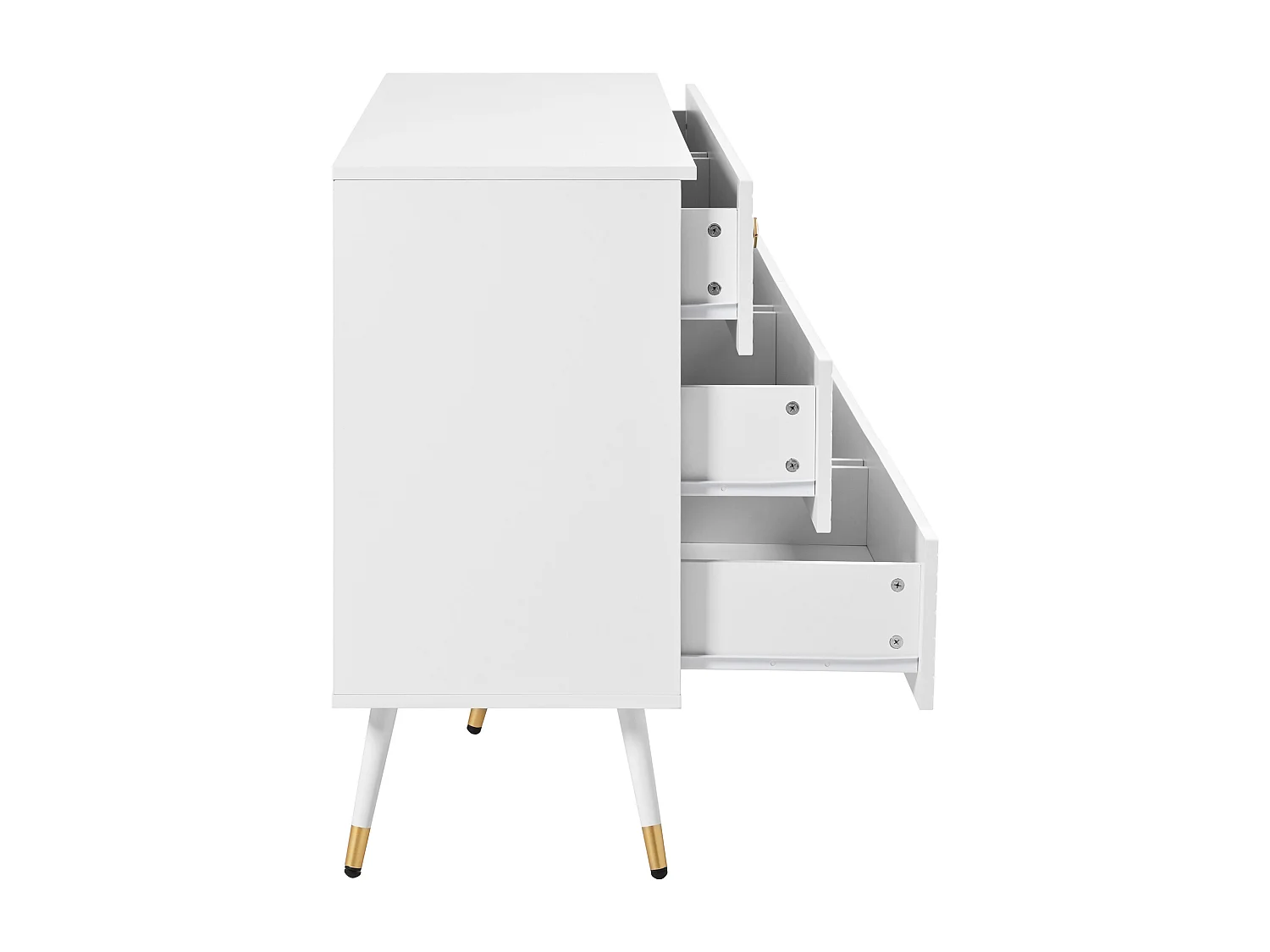 Comò blanche MDF 6 tiroirs rangement chambre salon pieds métal blanc o 120x40x80 cm