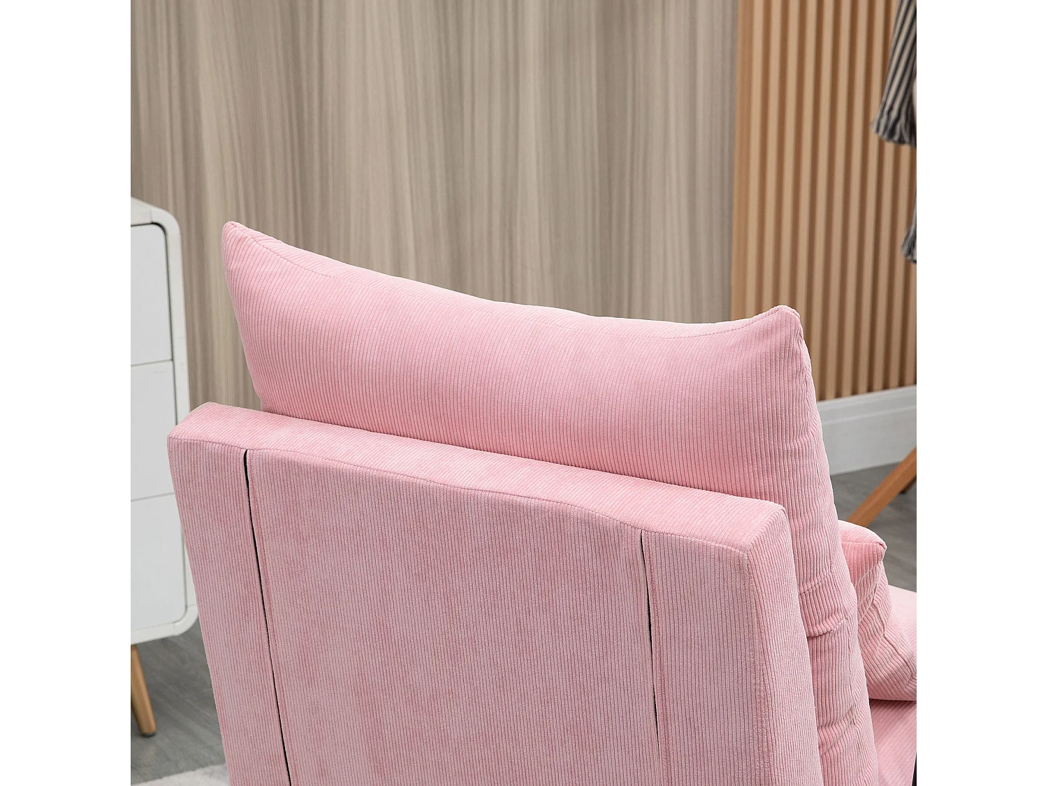 Fauteuil oreille avec repose-pieds tissu inclinable relax salon chambre rose 68x91,5x88 cm