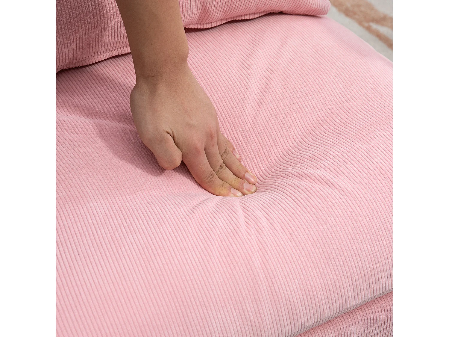 Fauteuil oreille avec repose-pieds tissu inclinable relax salon chambre rose 68x91,5x88 cm