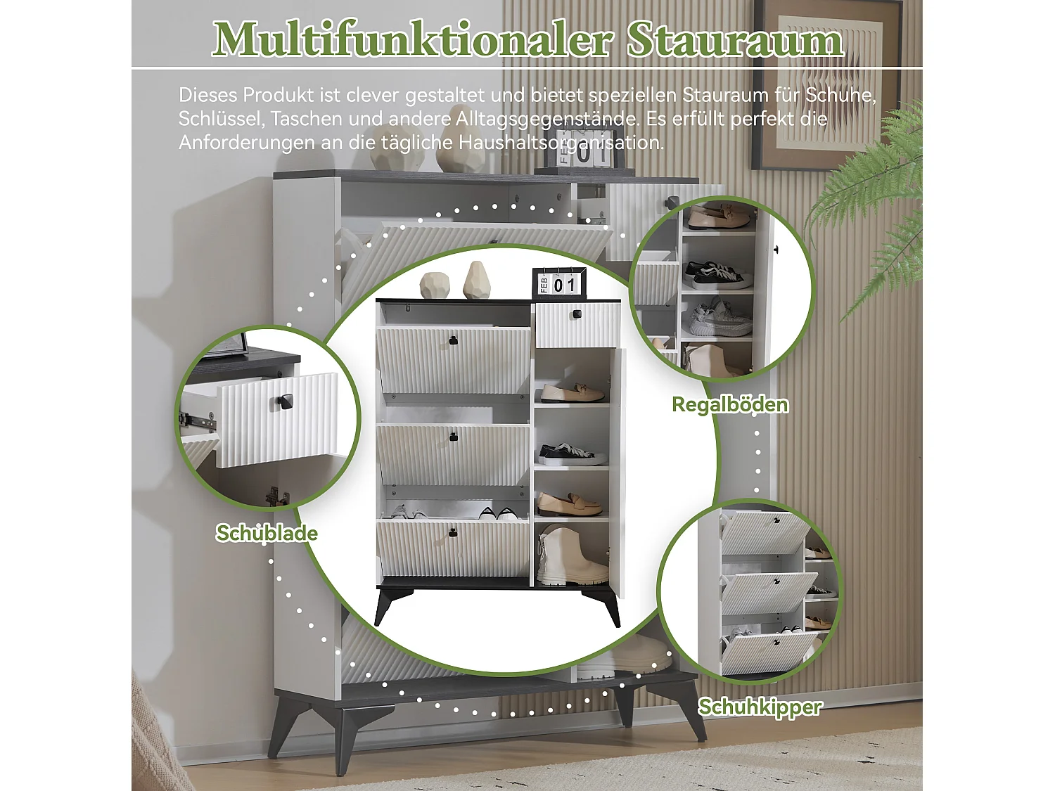 Mueble de entrada de aglomerado con diseño ondulado y almacenaje multifuncional 100x35x90cm blanco