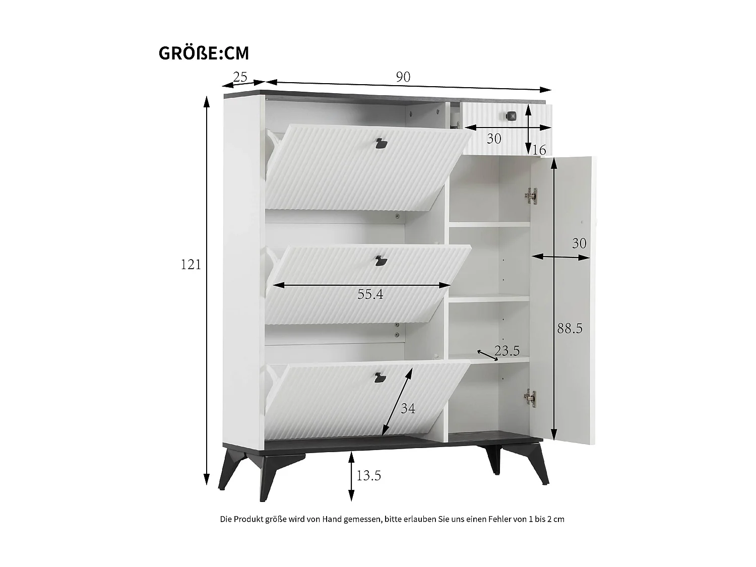 Mueble de entrada de aglomerado con diseño ondulado y almacenaje multifuncional 100x35x90cm blanco