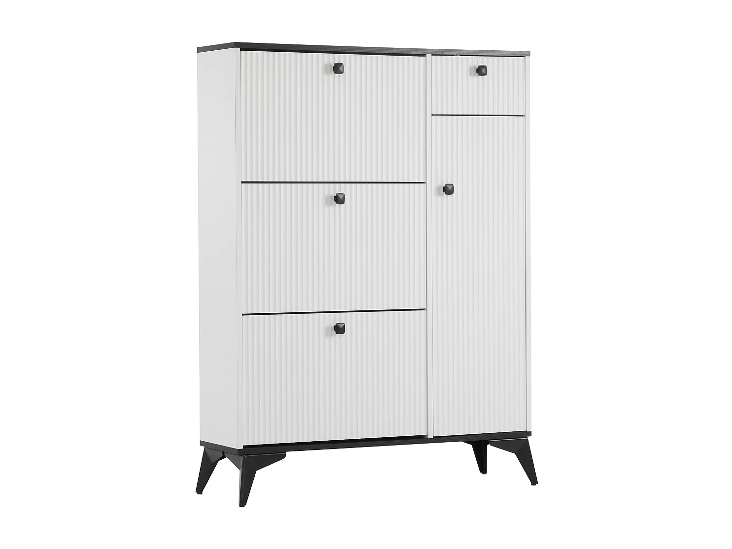 Mueble de entrada de aglomerado con diseño ondulado y almacenaje multifuncional 100x35x90cm blanco