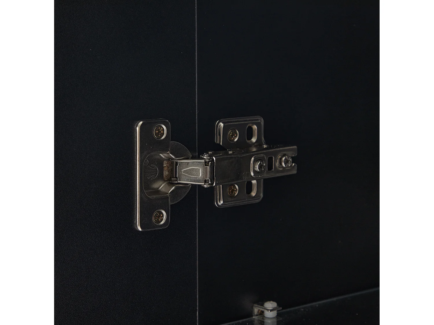 Vetrina LED nera MDF 3 cassetti con porte vitrée rangement exposition salon 180cm