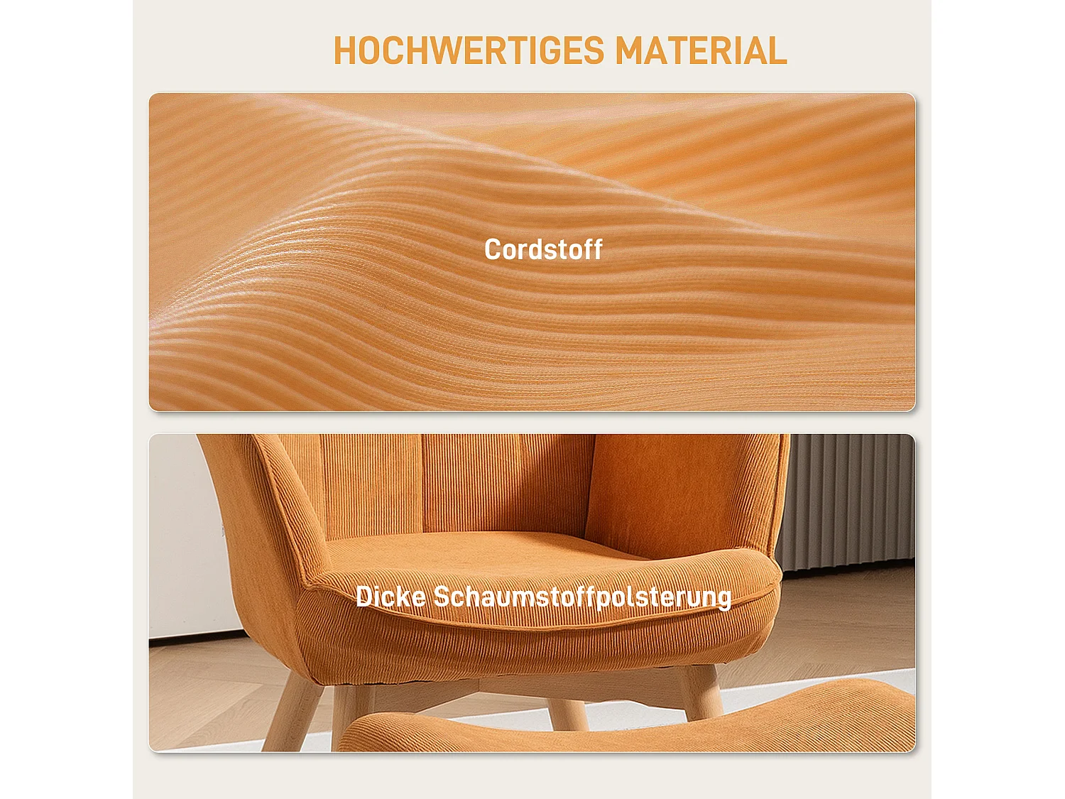 Fauteuil oreille avec pouf velours marron chaise lounge design moderne salon 72x80x101 cm