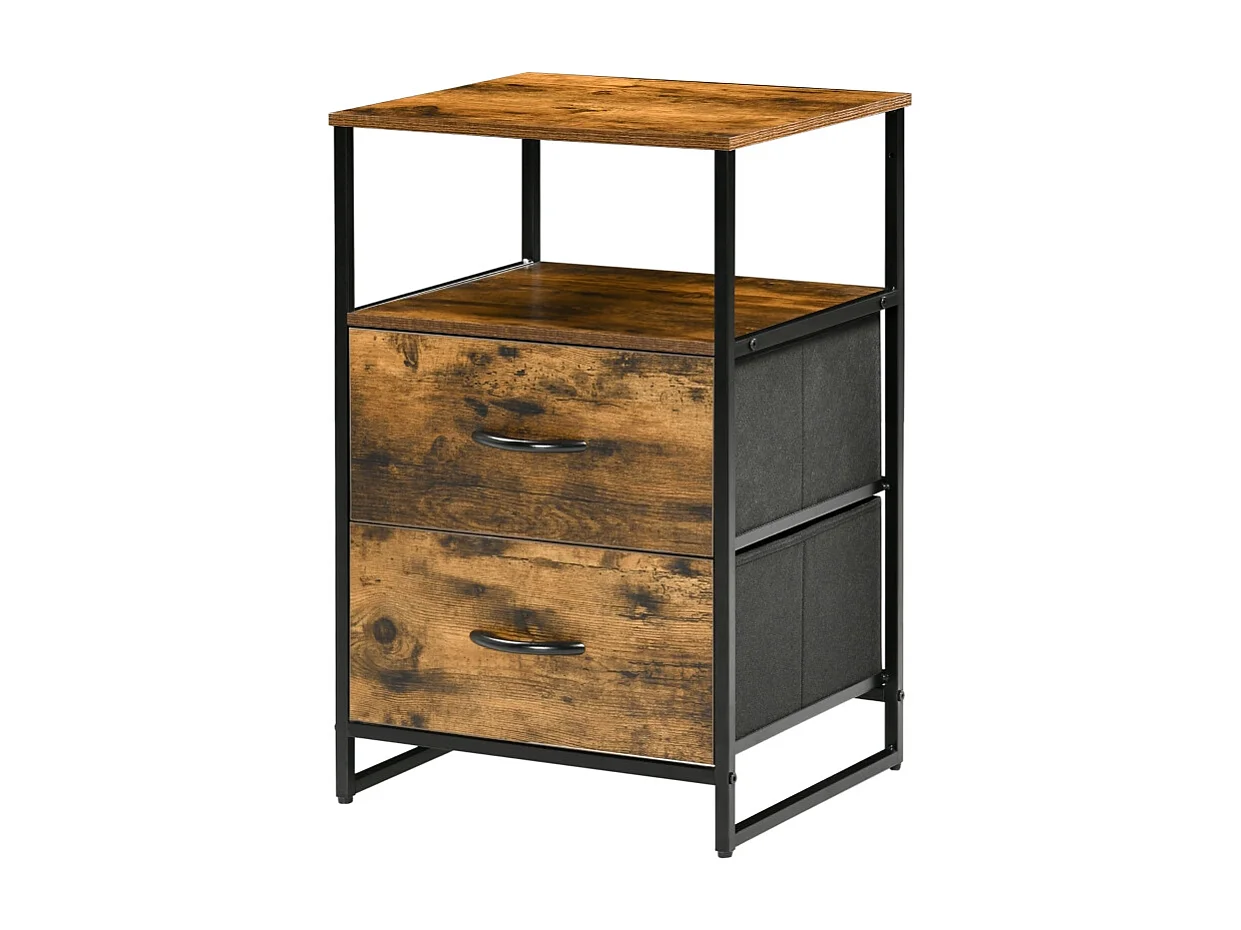 Cômoda 2 gavetas tecido metal estilo industrial sala rústico marrom 45 cm