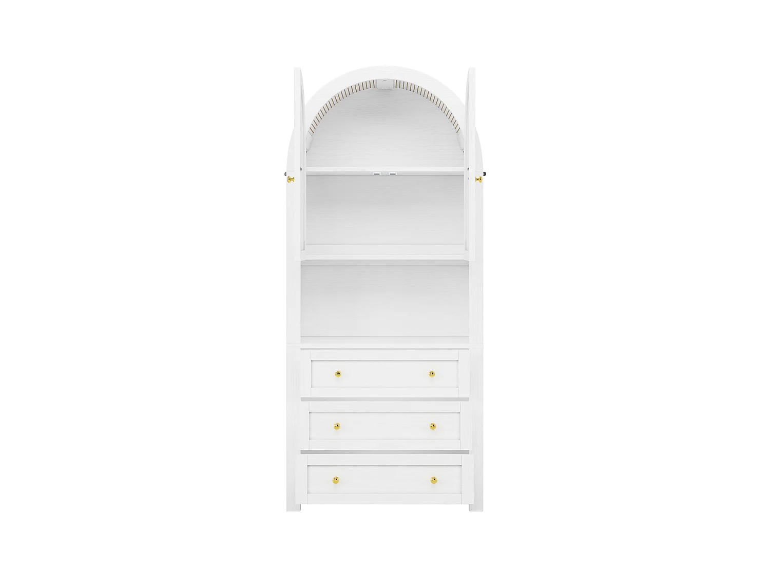 Buffet Haut Arqué 70x35x180cm MDF Avec Tiroirs et Étagères Salon Cuisine Blanc
