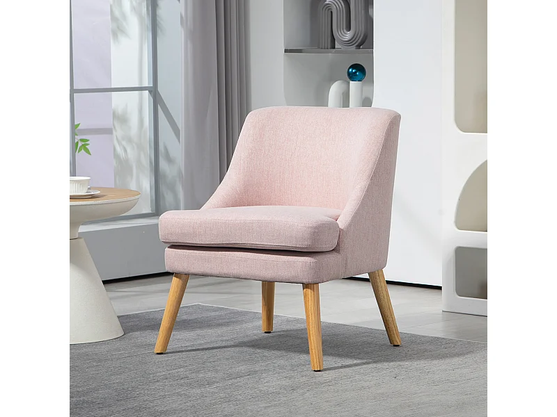 Divano letto con comodini in tessuto effetto lino pieds bois pour salon chambre rose