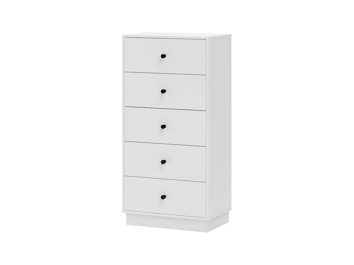 Buffet 5 cassetti MDF rangement salon chambre blanc 47 cm