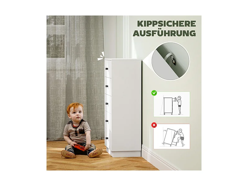 Buffet 5 cassetti MDF rangement salon chambre blanc 47 cm