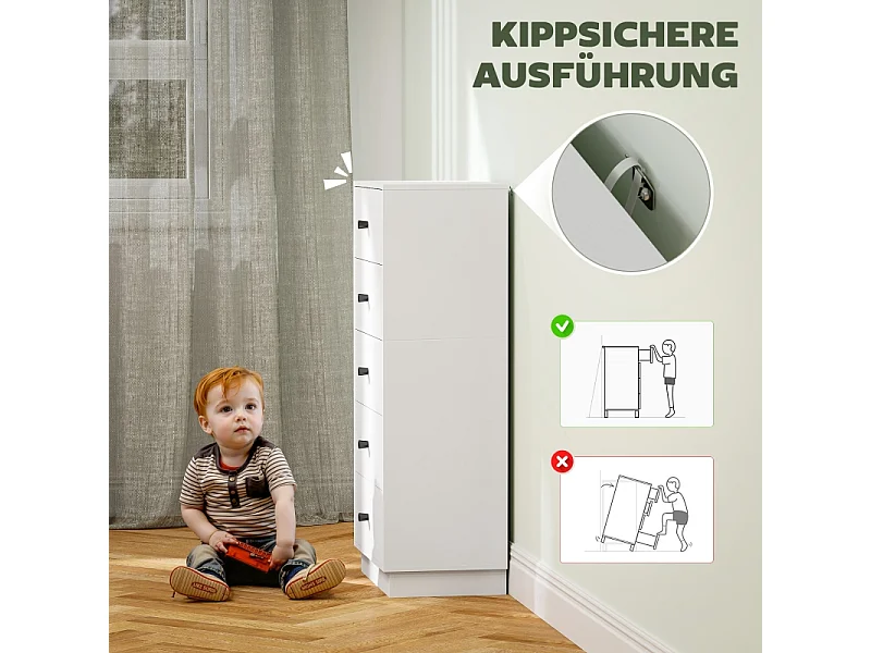 Aparador 5 gavetas MDF armazenamento sala quarto branco 47 cm