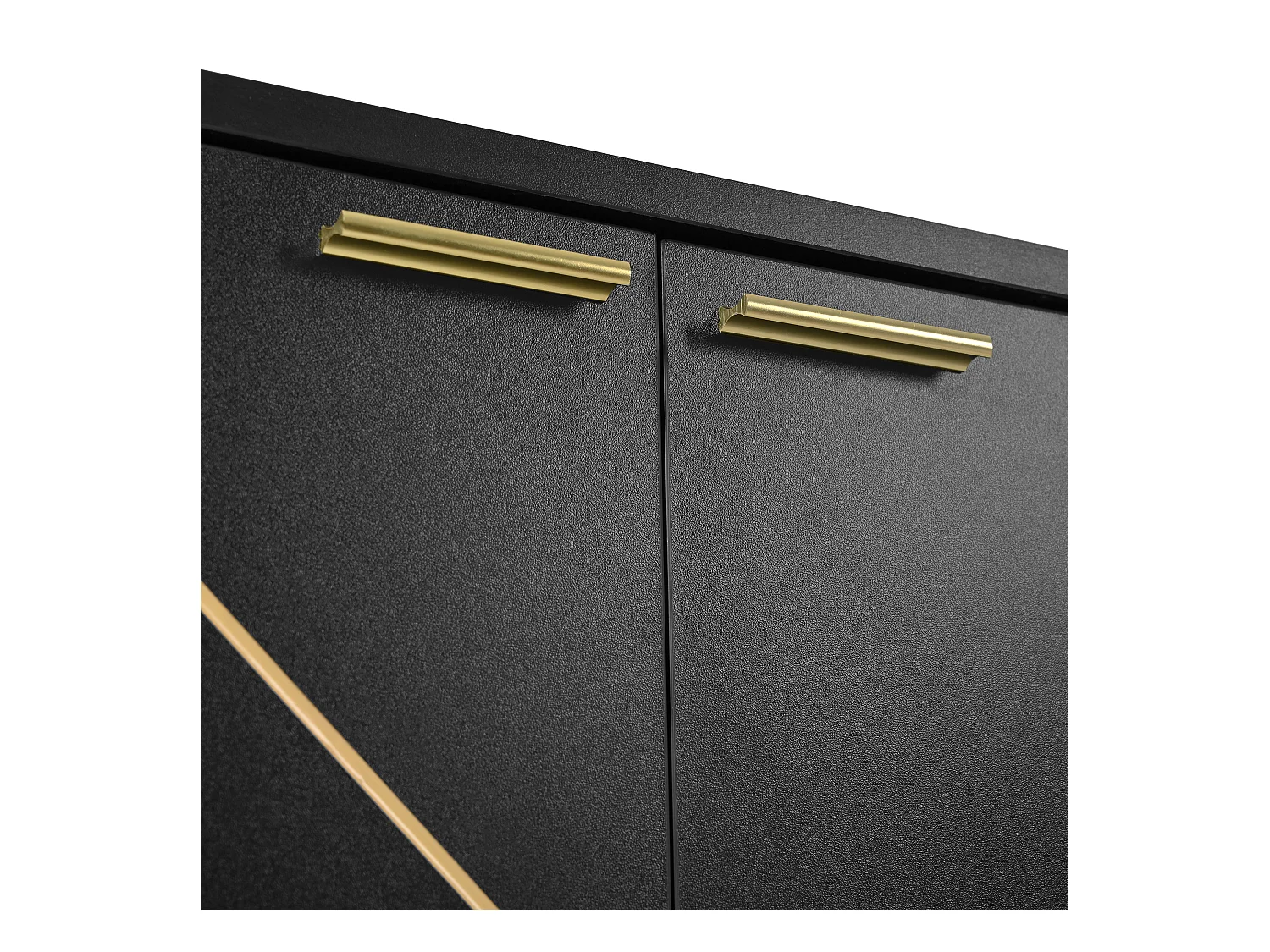 Aparador de madeira de metal preto dourado estilo moderno 150x40x80cm com pernas altas