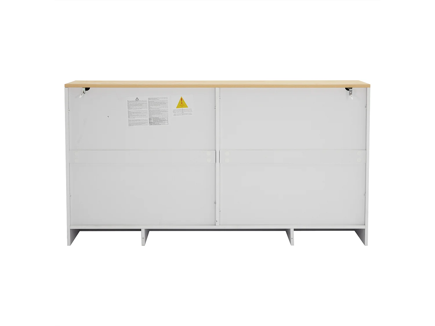 Aparador de madeira maciça com 4 portas e 4 gavetas para cozinha e sala de estar em estilo campestre, branco, 140 x 40 x 75 cm