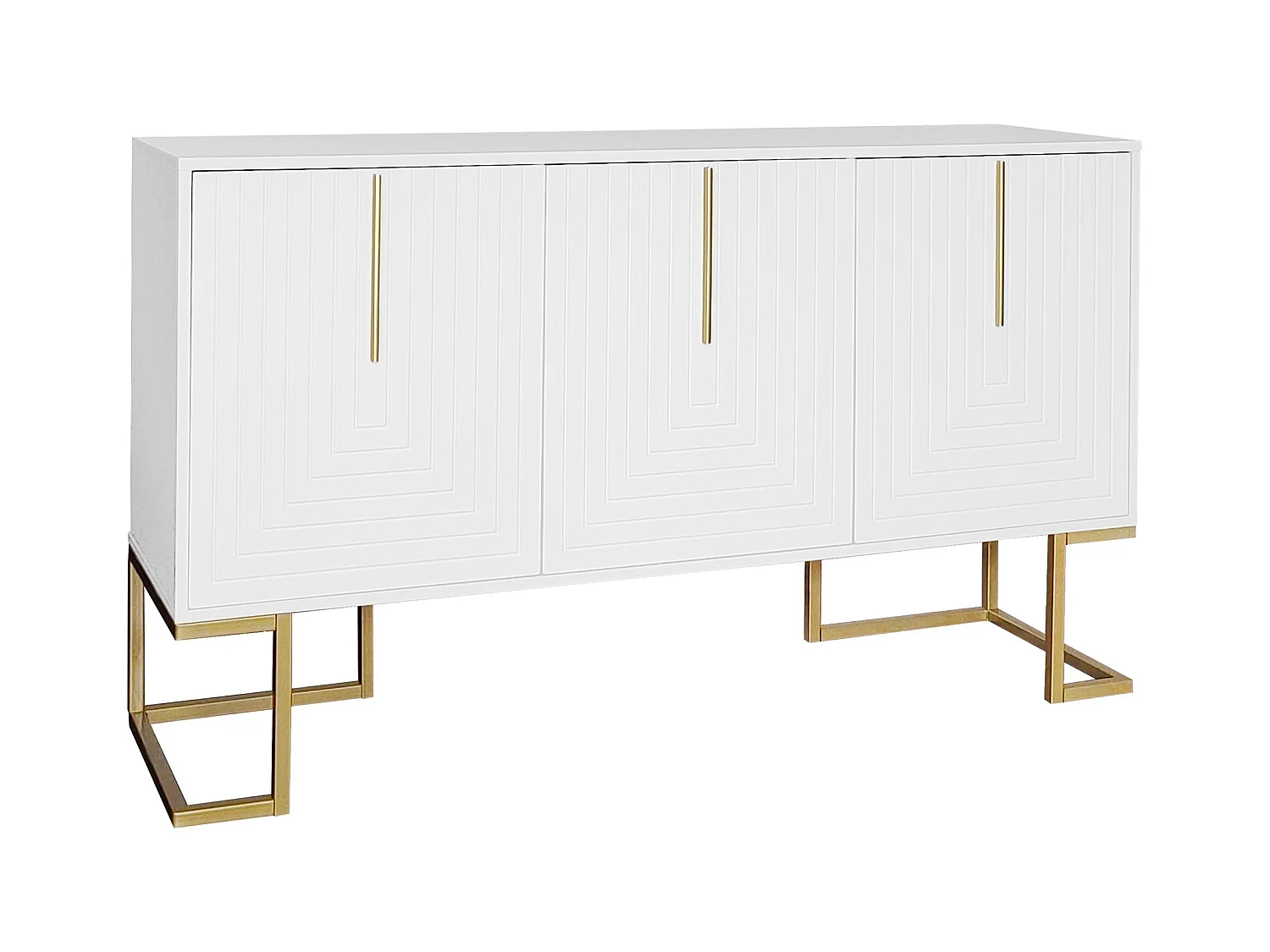 Buffet 3 porte MDF design moderno con ripiani regolabili e piedi in metallo bianco