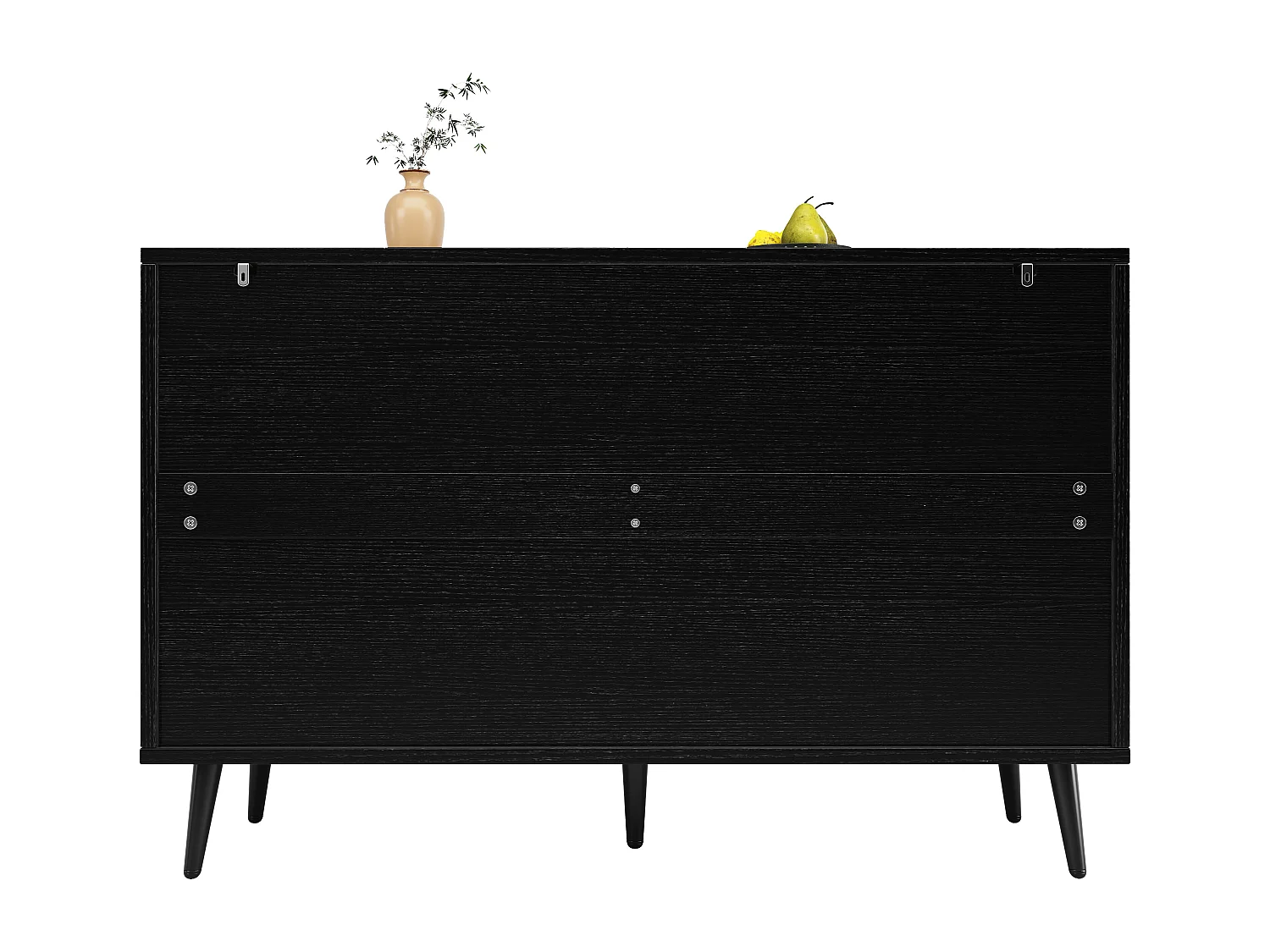 Aparador de MDF 120x35x78cm Sala de Estar Sala de Jantar com Armazenamento Padrão Chevron Preto Anti-Inclinação