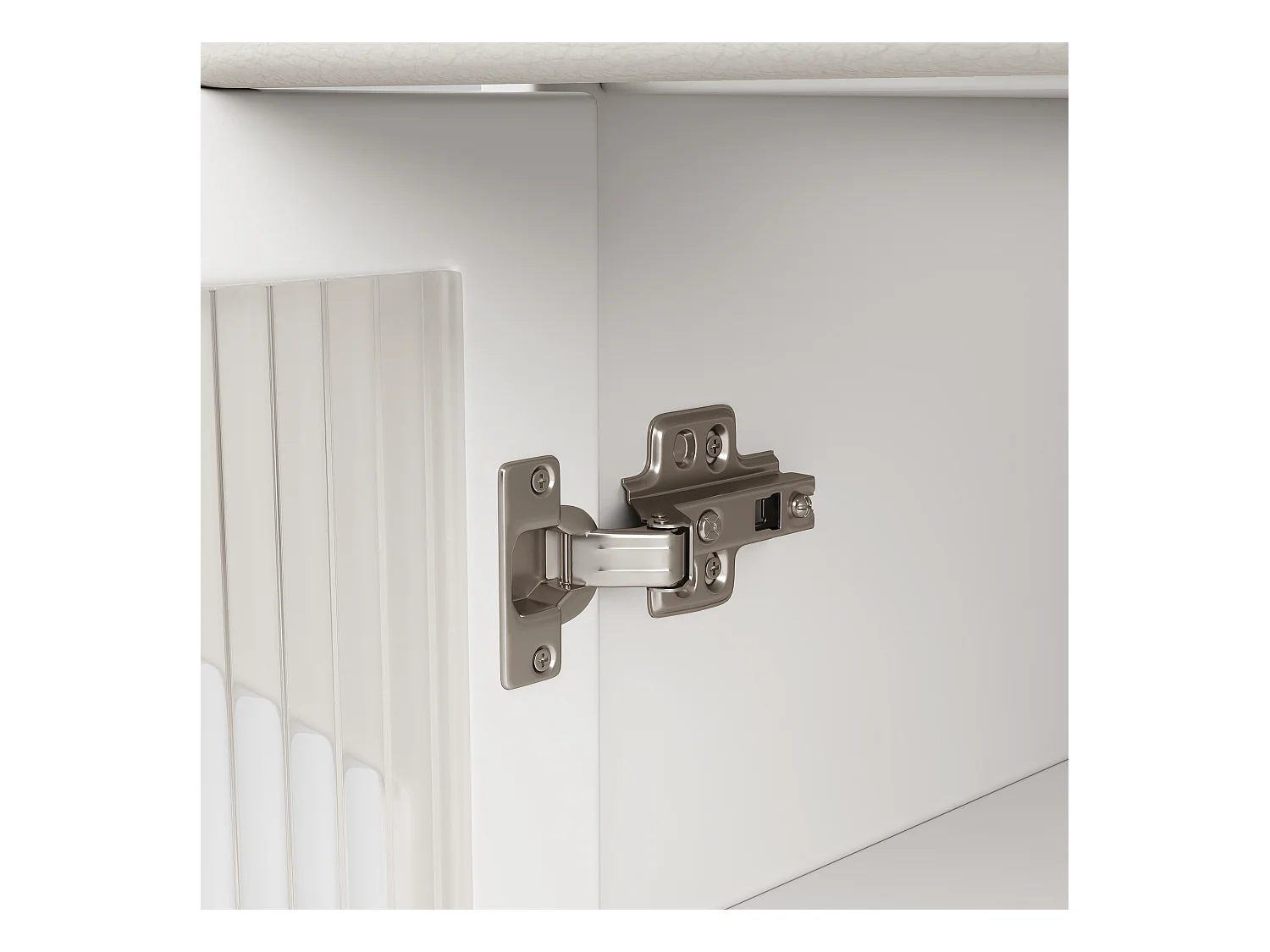 Aparador de MDF blanco 100x40x90,5cm con puertas de cristal y cajón de PU para cocina y comedor