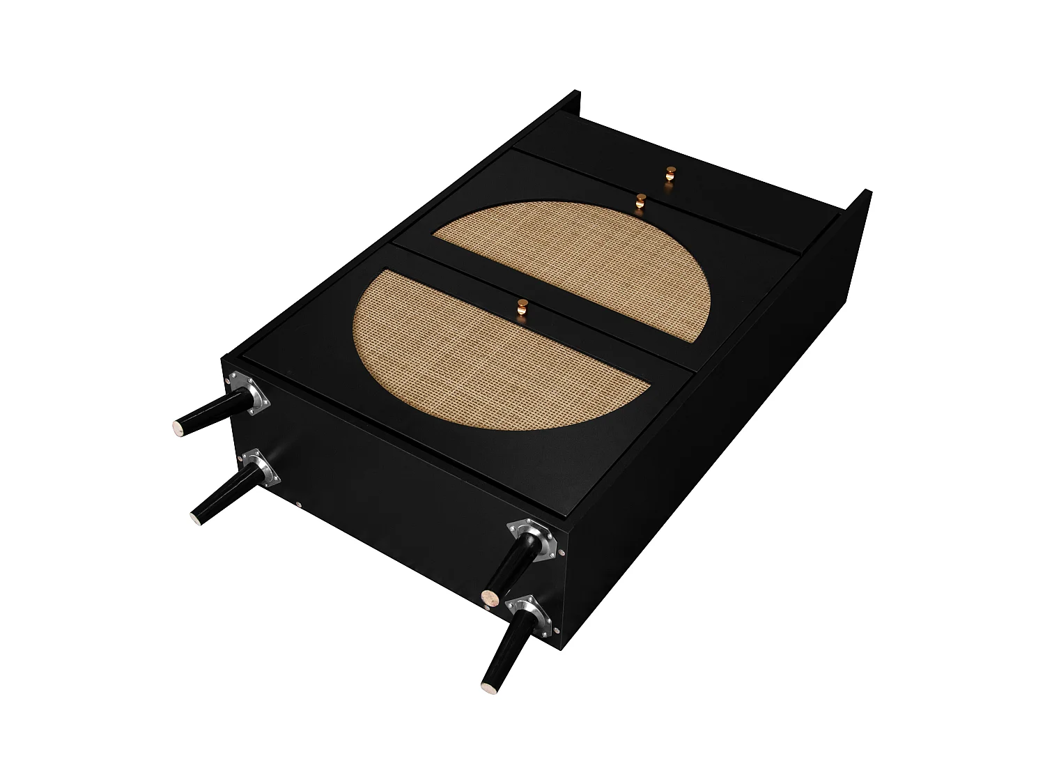 Sapateira 2 portas 1 gaveta entrada de armazenamento em rattan sintético preto 60 cm