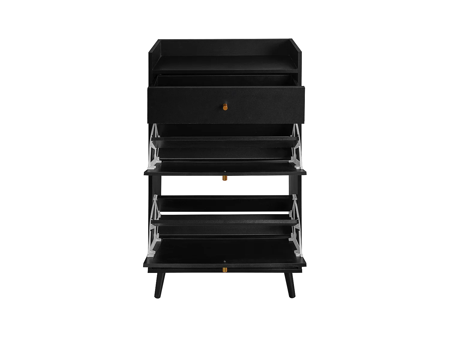 Sapateira 2 portas 1 gaveta entrada de armazenamento em rattan sintético preto 60 cm