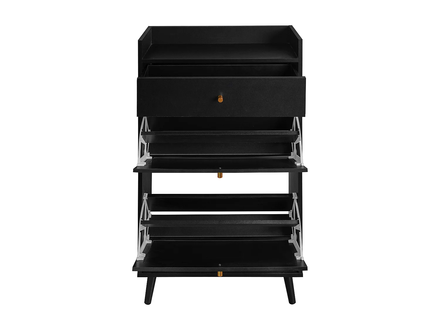 Mobile da pavimento 2 porte 1 tiroir rotin synthétique rangement entrée noir 60 cm