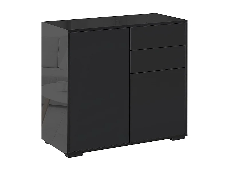 Mueble de almacenaje para salón dormitorio 2 cajones 2 puertas con balda negro 117x36x74 cm