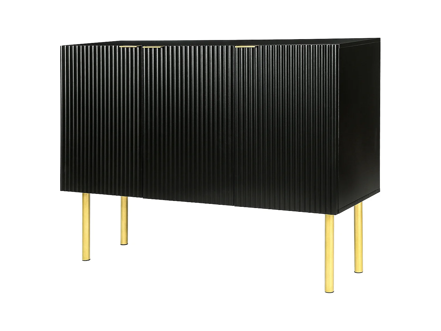 Aparador moderno em MDF com 3 portas e prateleiras reguláveis ​​para metal, sala de estar, cozinha, sala de jantar, preto