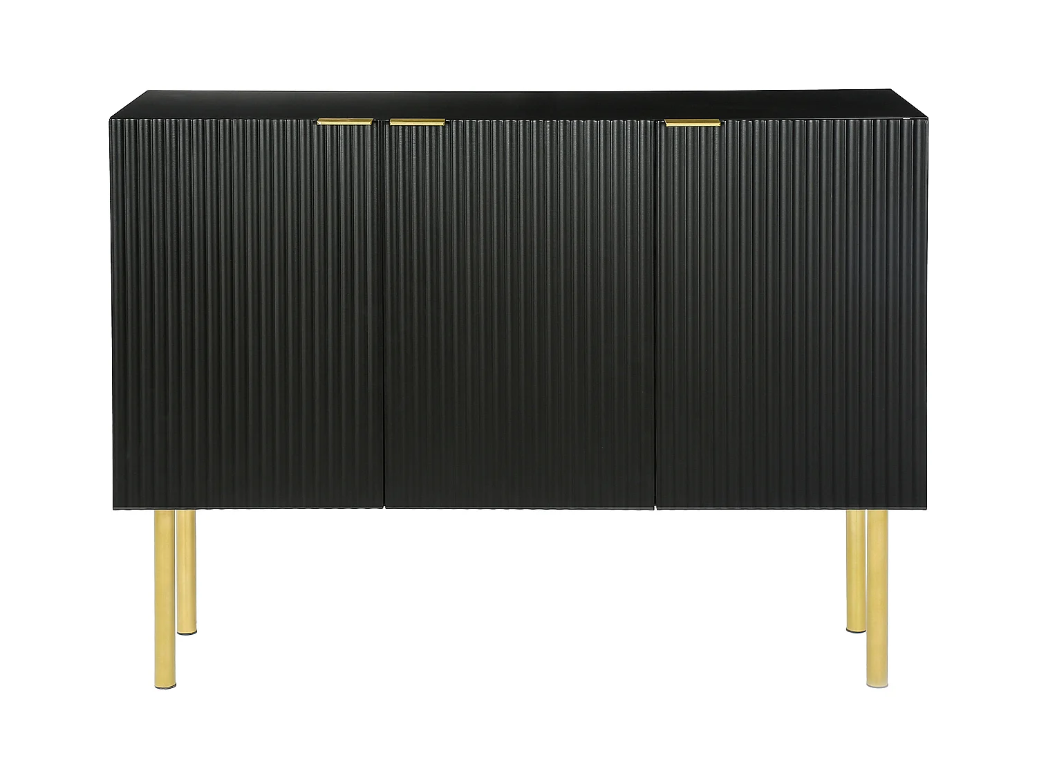 Aparador moderno em MDF com 3 portas e prateleiras reguláveis ​​para metal, sala de estar, cozinha, sala de jantar, preto