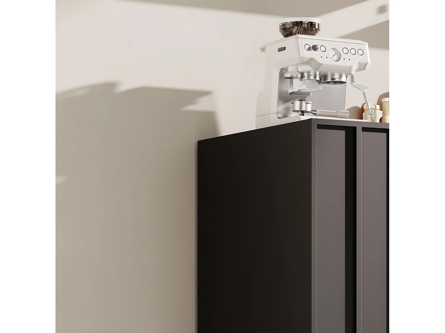 Aparador 4 Puertas MDF Metal 140x38,5x82,5cm Salón Cocina Negro