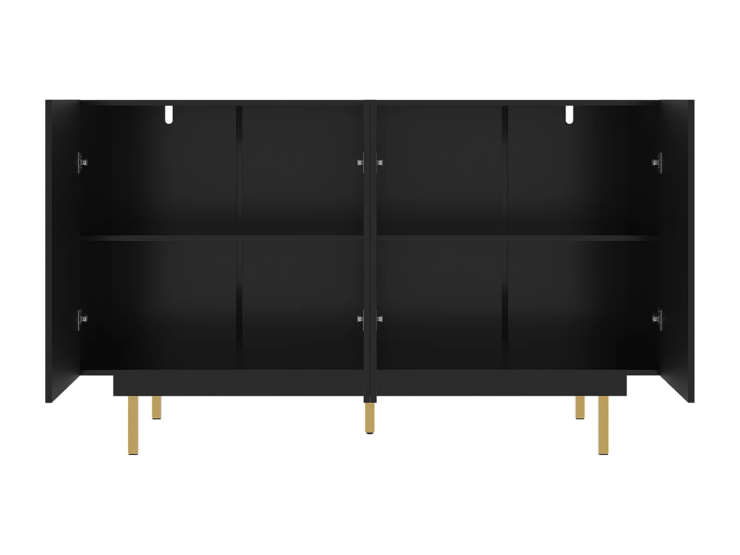 Aparador 4 Puertas MDF Metal 140x38,5x82,5cm Salón Cocina Negro