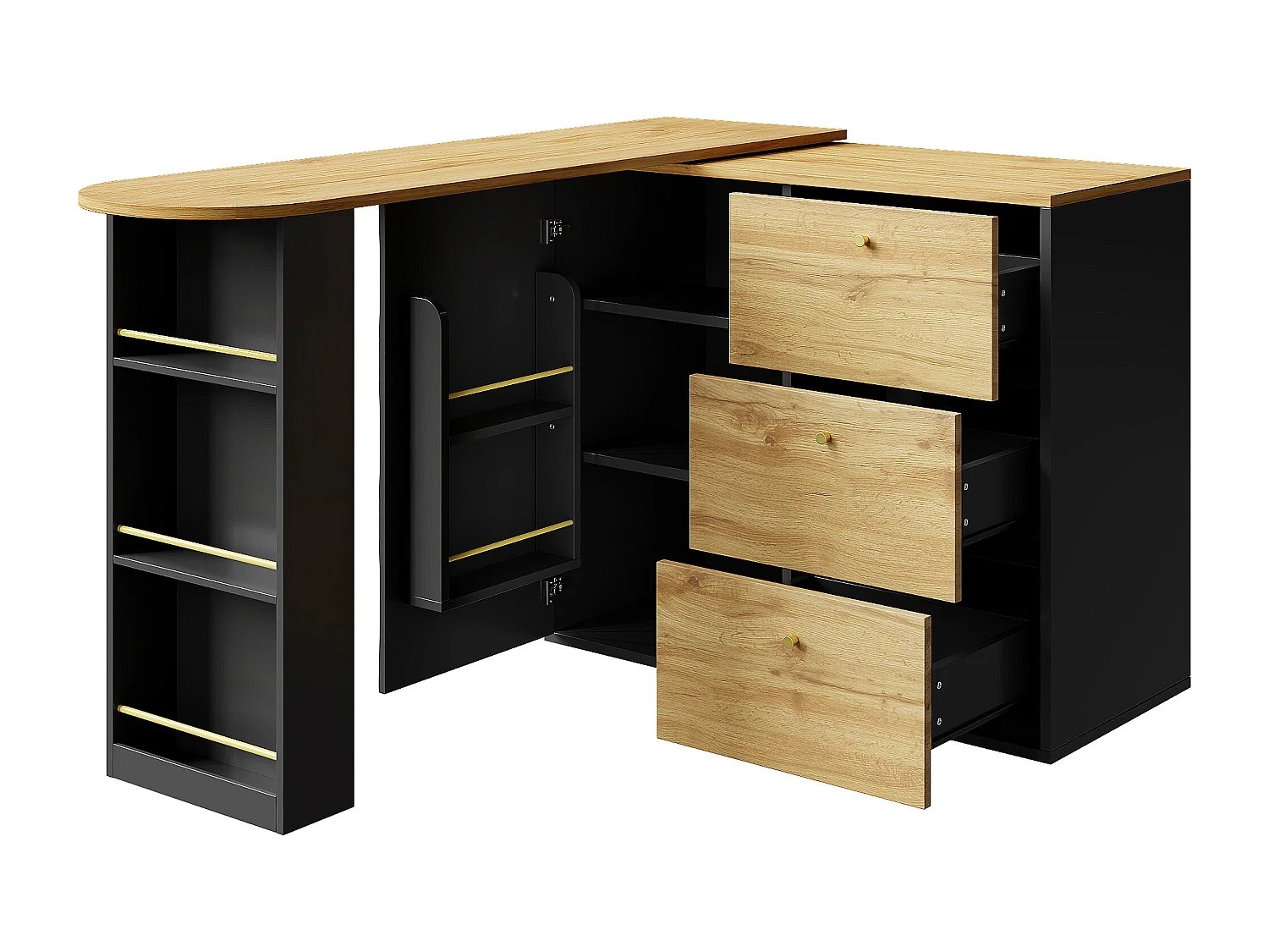 Tavolo da bar moderno MDF allungabile 138-204cm con rotazione di 360° e diverse varianti cucina salone