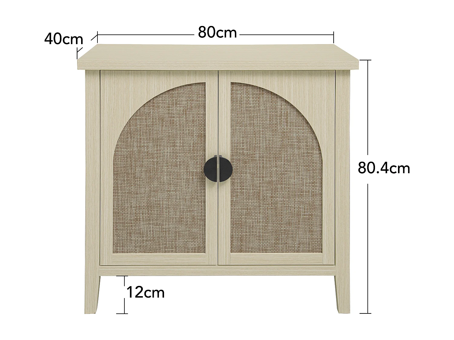 Aparador de ratán natural de 2 puertas con 3 estantes, mueble de almacenaje para salón y comedor