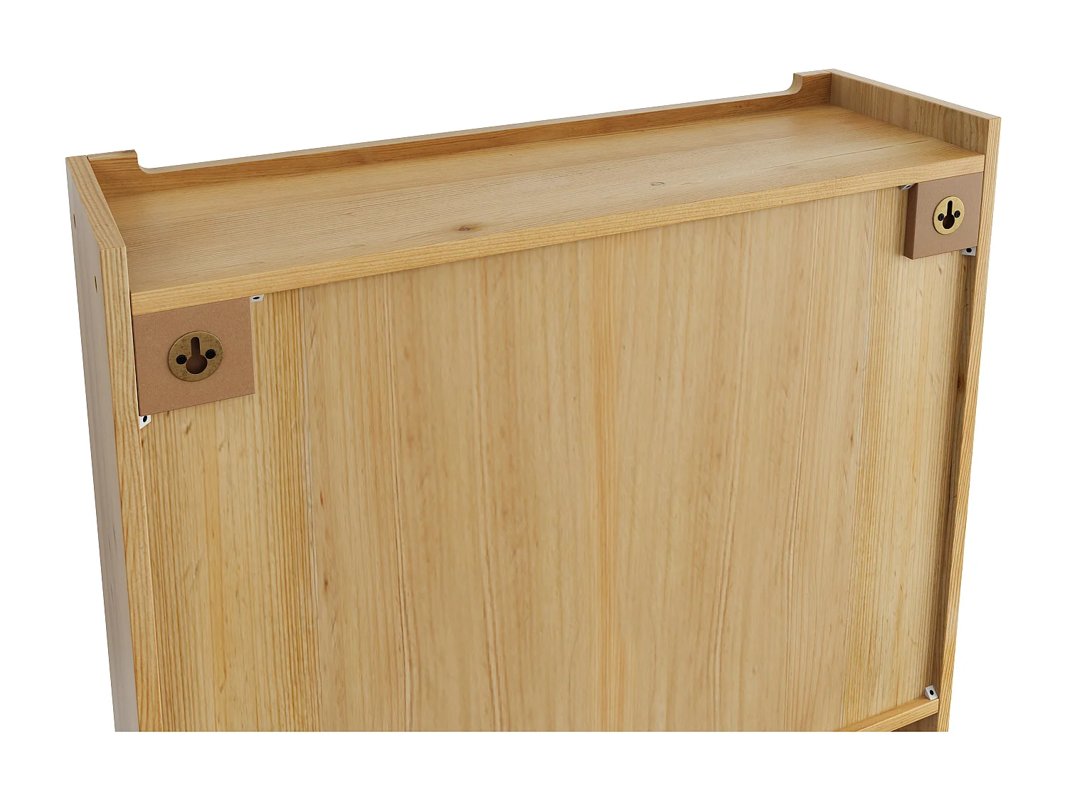 Meuble mural double porte verre bois massif MDF rangement salle de bain cuisine naturel 63x18x60 cm
